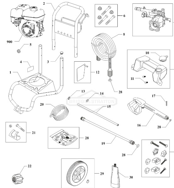 Snapper 3200 psi model 020837-00 power washer replacement parts & manual